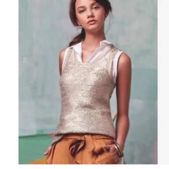 Anthropologie Womens Moth Sana Foiled Sweater Knit Tank Small Sleeveless - Picture 1 of 10